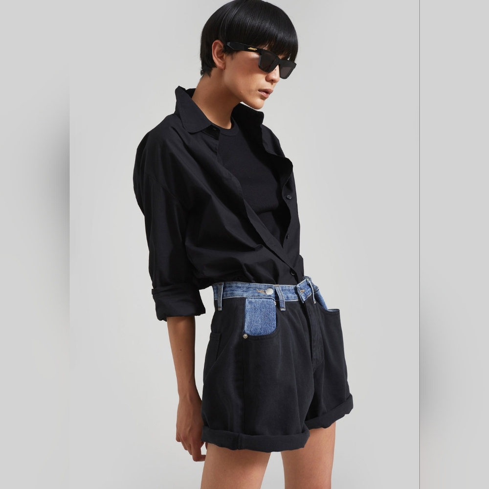 The Frankie Shop Hayla Contrast Denim Shorts - Picture 5 of 15